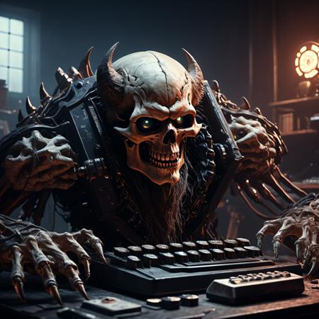 00026-[number]-887968243-((best quality)), ((masterpiece)), ((realistic,digital art)), (hyper detailed),DonMH311XL, demon,skull,monster, Typewriter, Stat.png